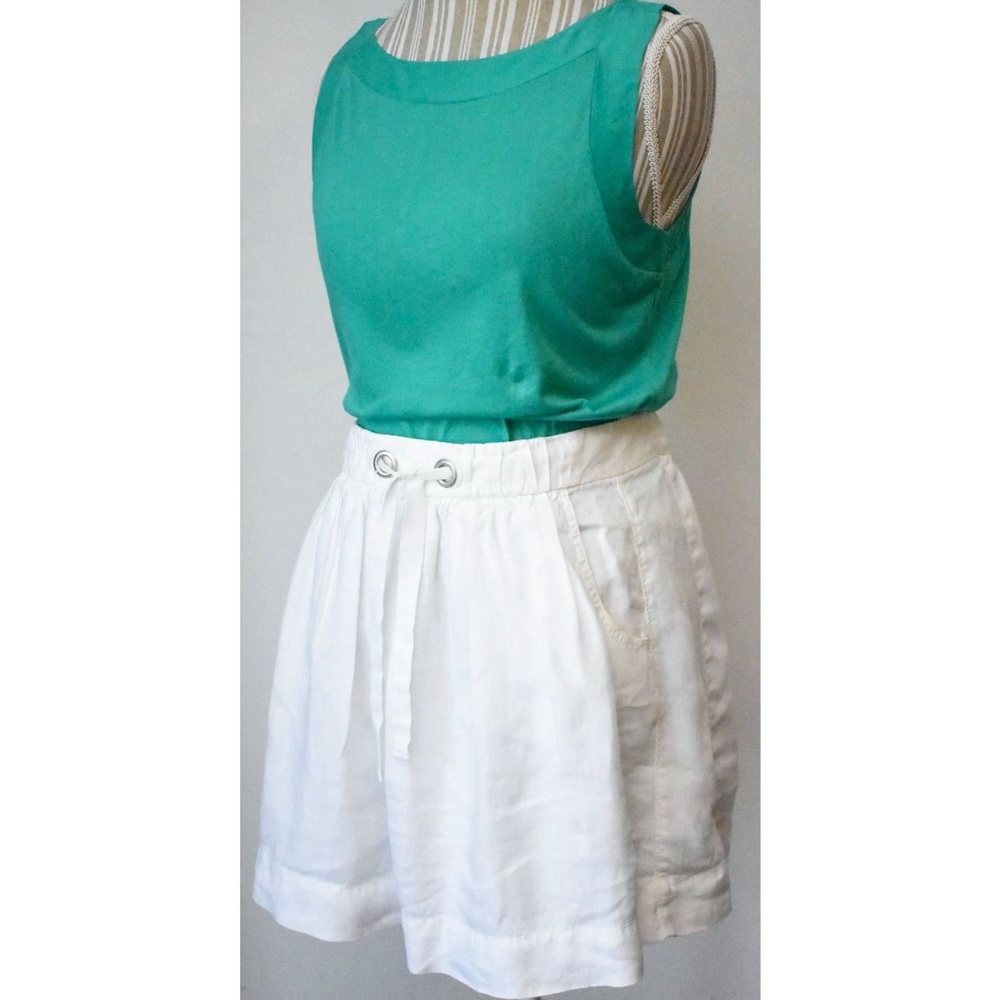 JCrew 100% White Linen Skirt w/Pockets, Drawstring